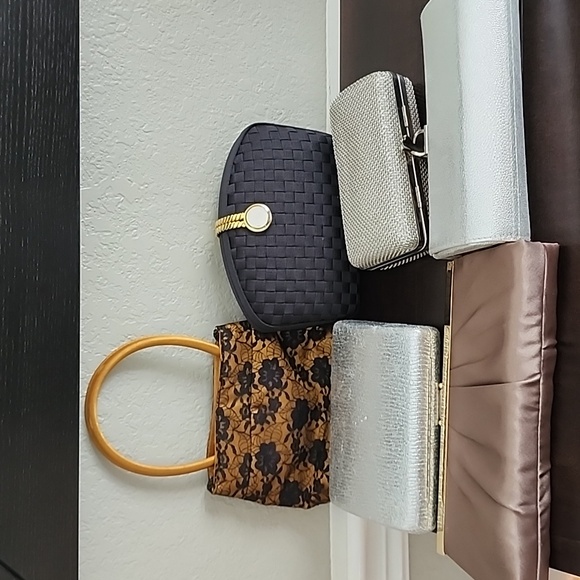 Clutch Bags Elegant Black Multicolor with Gold Detail Bundle Of Six - Picture 4 of 17